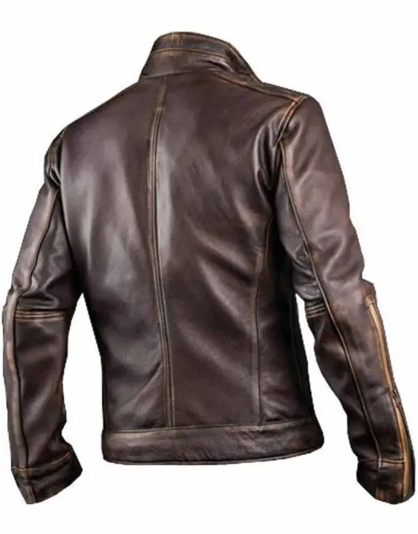 Mens Cafe Racer Distressed Leather Jacket