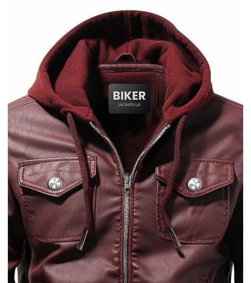 Men Maroon Designer Biker Leather Jacket