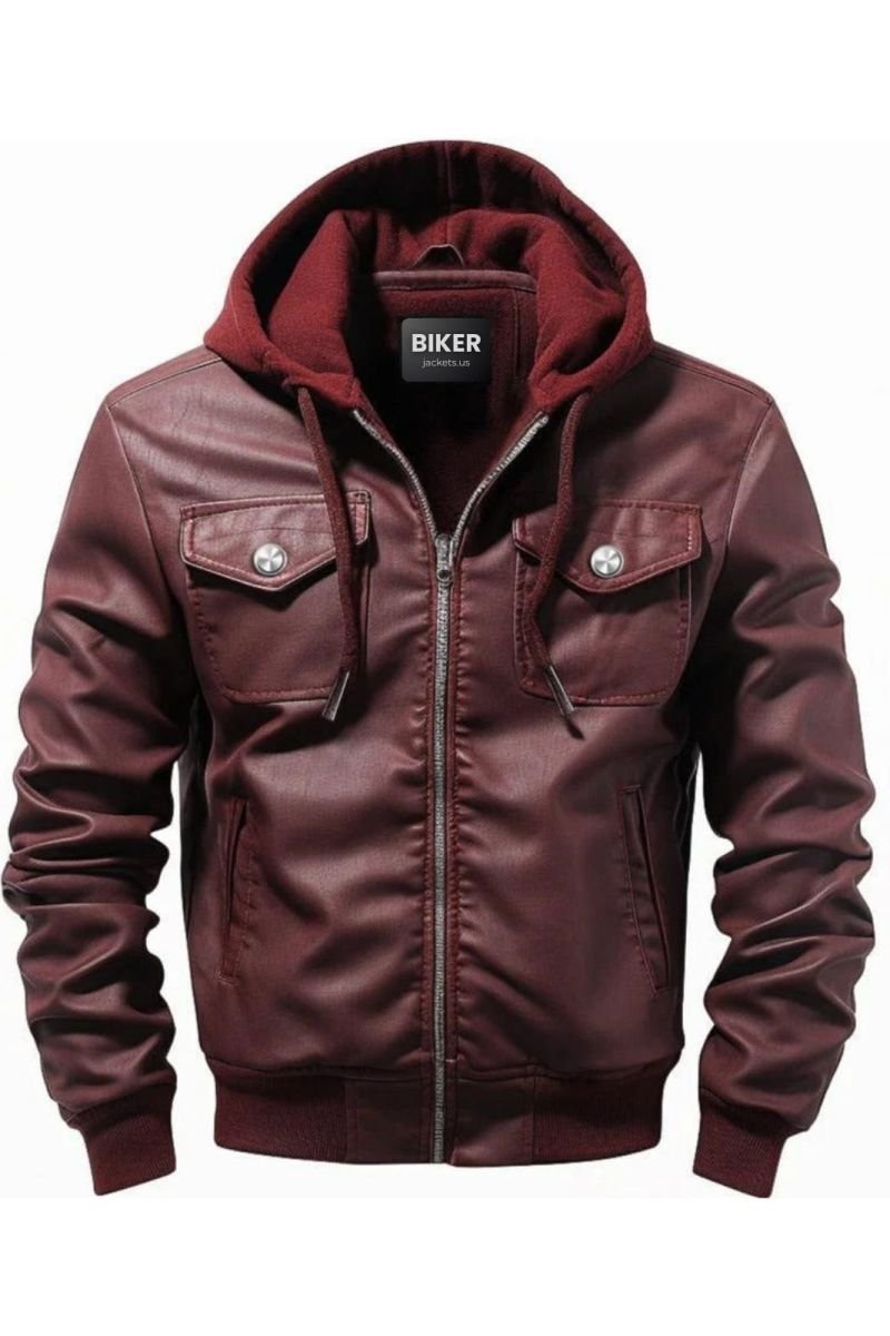 Men Maroon Designer Biker Leather Jacket