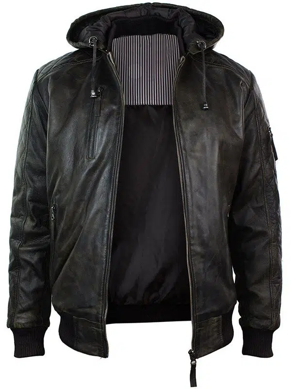 Mens Dark Brown Distressed Leather Jacket