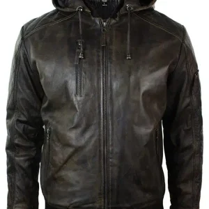 Mens Dark Brown Distressed Leather Jacket