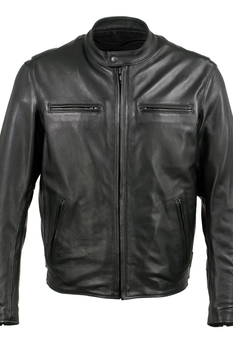 Milwaukee Men’s Black Leather Biker Jacket