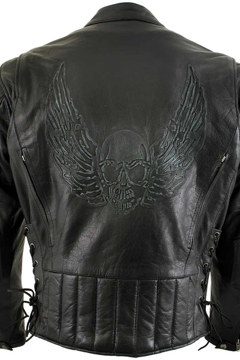 Xelement Men’s Skull Leather Armor Jacket